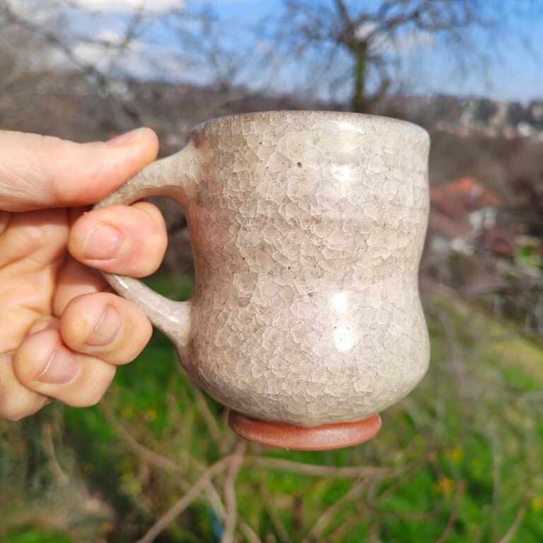 Ceramic Mug Featuring Stunning Snowflake Crackle Glaze - Handmade/Hand-Thrown Studio Pottery