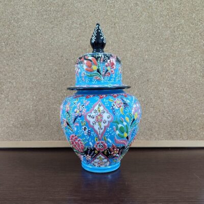 Handmade Blue Engraved Turkish Vase