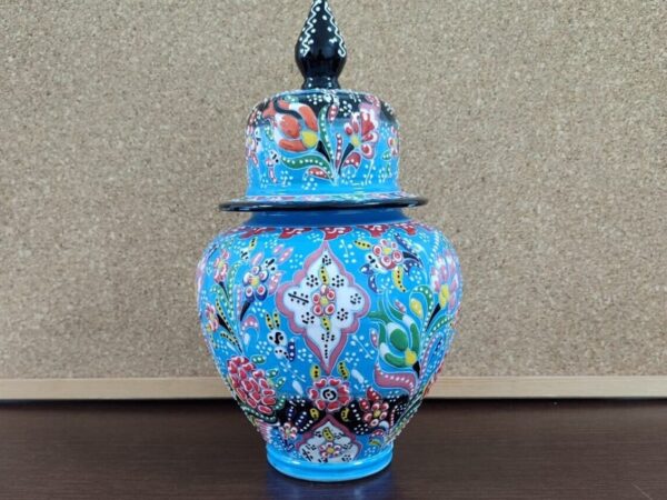 Handmade Blue Engraved Turkish Vase