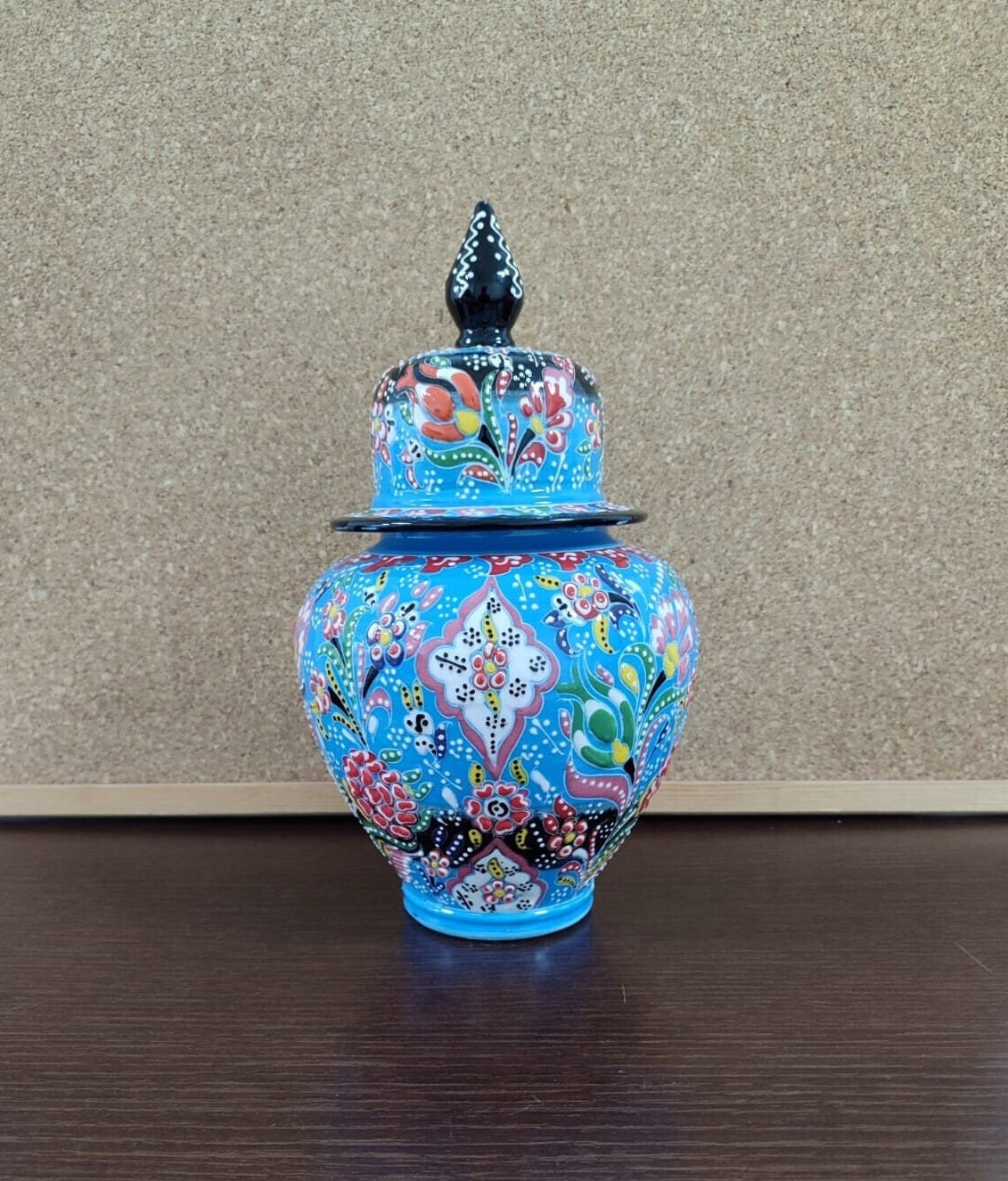 Handmade Blue Engraved Turkish Vase