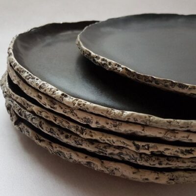 Handmade Large Black Ceramic Plate