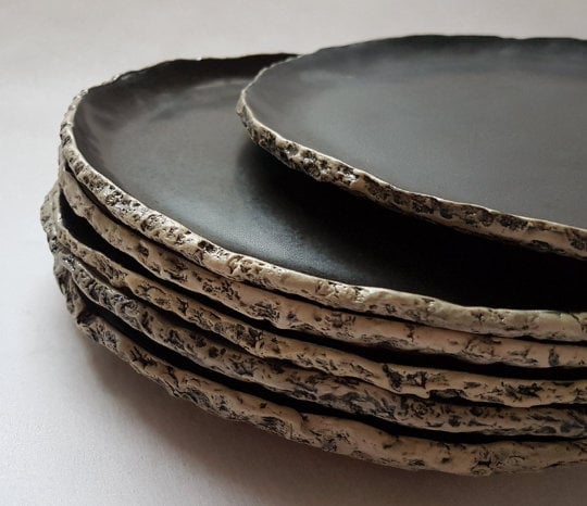 Handmade Large Black Ceramic Plate